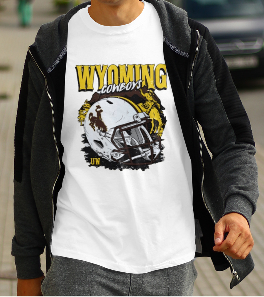 Wyoming Cowboys UW Football Helmet NCAA T-Shirt