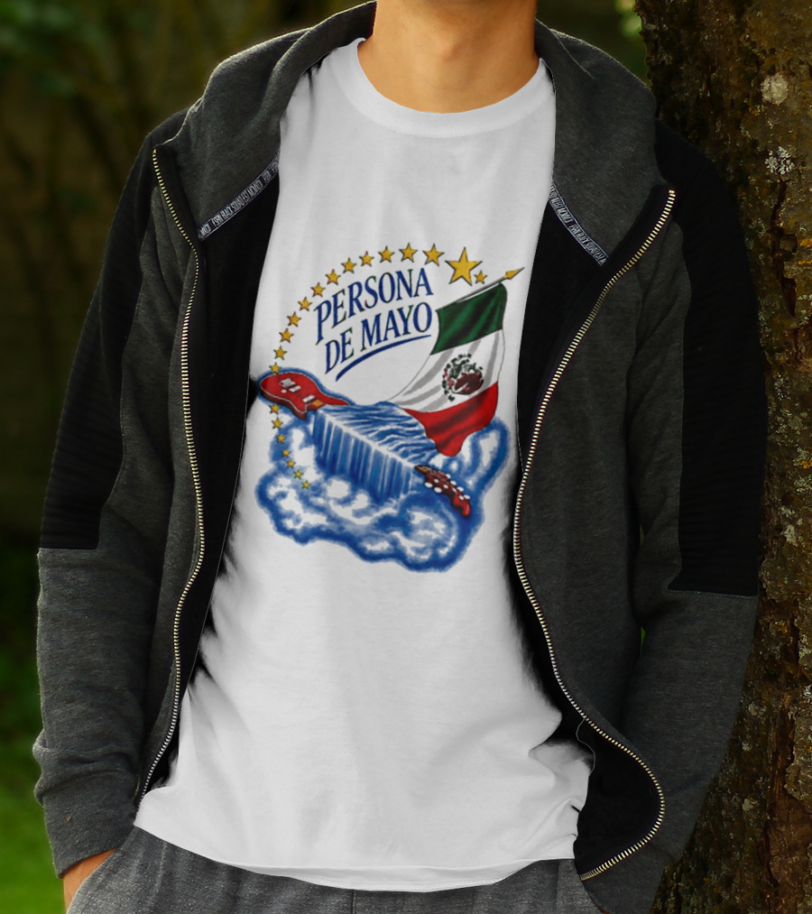 Persona De Mayo Mexican Flag Guitar Star Celebration T-Shirt