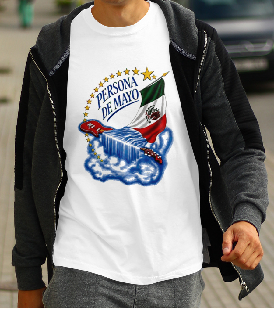 Persona De Mayo Mexican Flag Guitar Star Celebration T-Shirt