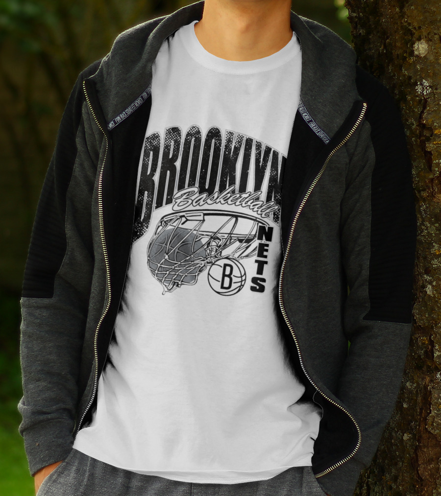 Brooklyn Basketball Nets Swish Ball Script T-Shirt