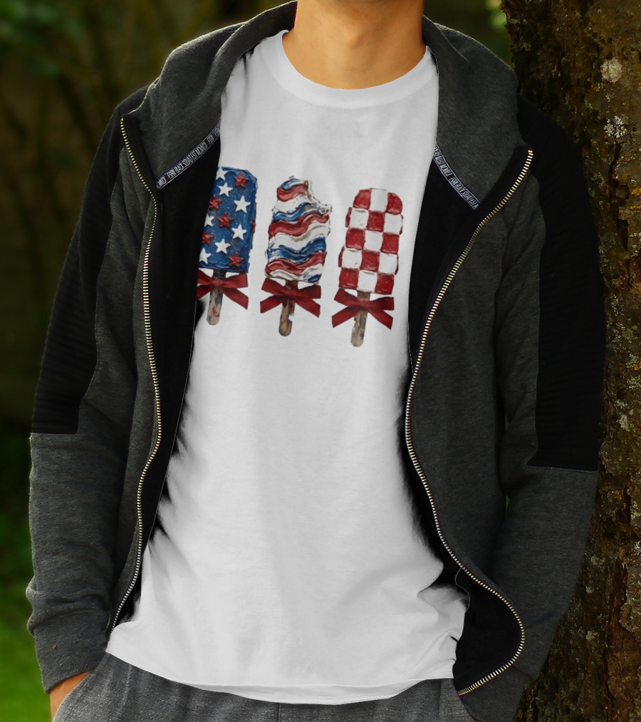 Patriotic Popsicle Stars Stripes Red White Blue T-Shirt