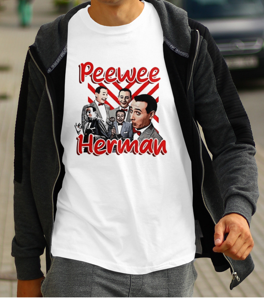 Peewee Herman Iconic Characters Collage Red And Black T-Shirt