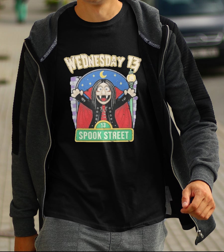 Wednesday 13 Vampire Moonlight Streetlamp Spook Street 13 T-Shirt