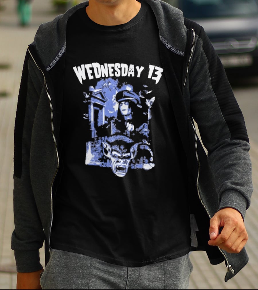 Wednesday 13 Horror Cemetery Blue Monster Scene T-Shirt