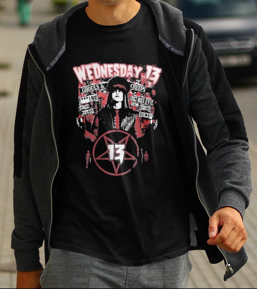 Wednesday 13 Ghouls Creeps Blood Spattered Pentagram 13 T-Shirt