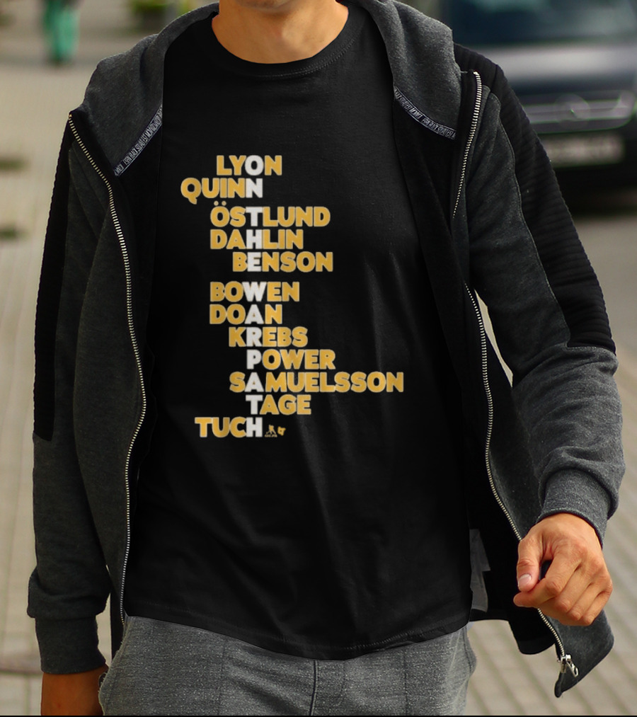 Buffalo Hockey On The Warpath Lyon Quinn Östlund Dahlin Benson Buffalo 2026 T-Shirt