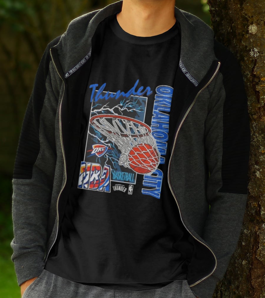 Oklahoma City Thunder NBA Basketball Net Lightning OKC T-Shirt