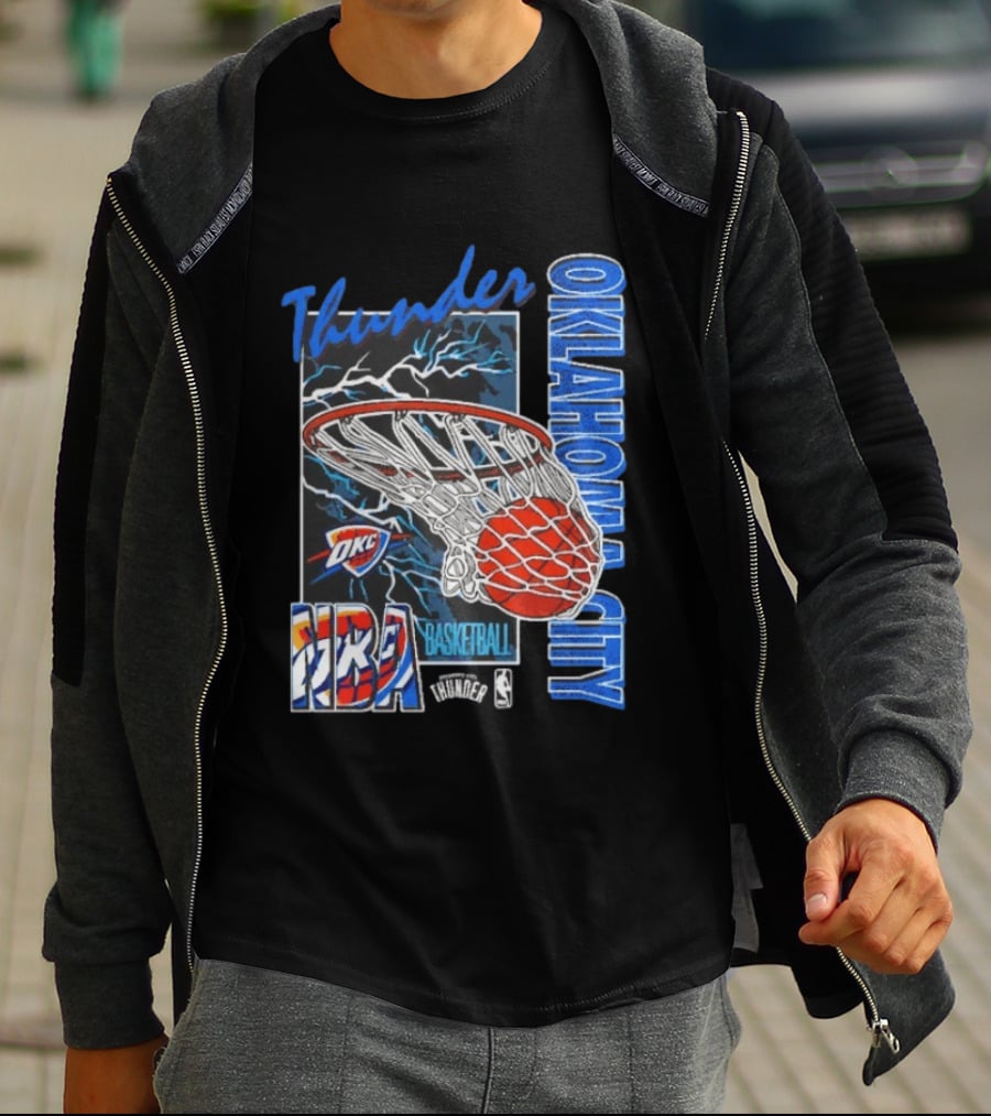 Oklahoma City Thunder NBA Basketball Net Lightning OKC T-Shirt