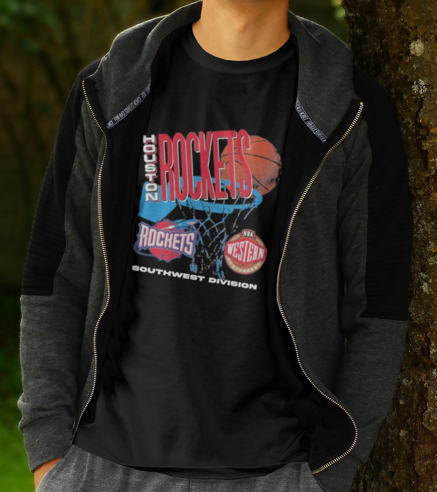 Houston Rockets Southwest Division NBA Western Hardwood Classics 90s Basketball Team T-Shirt