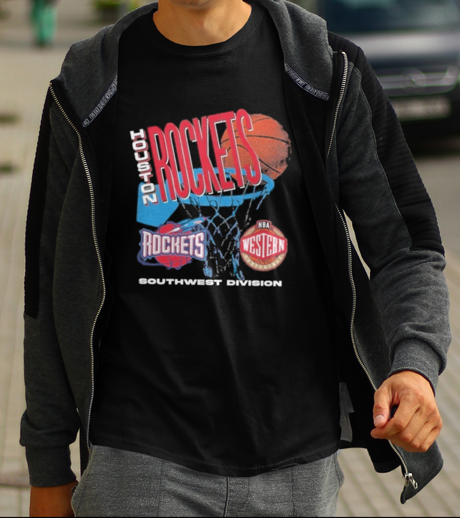 Houston Rockets Southwest Division NBA Western Hardwood Classics 90s Basketball Team T-Shirt