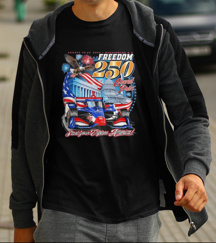 Freedom 250 Grand Prix Start Your Engines America Capitol Eagle Racecar T-Shirt