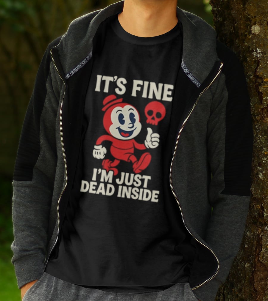 It's Fine I'm Just Dead Inside Vintage Cartoon Character With Skull T-Shirt
