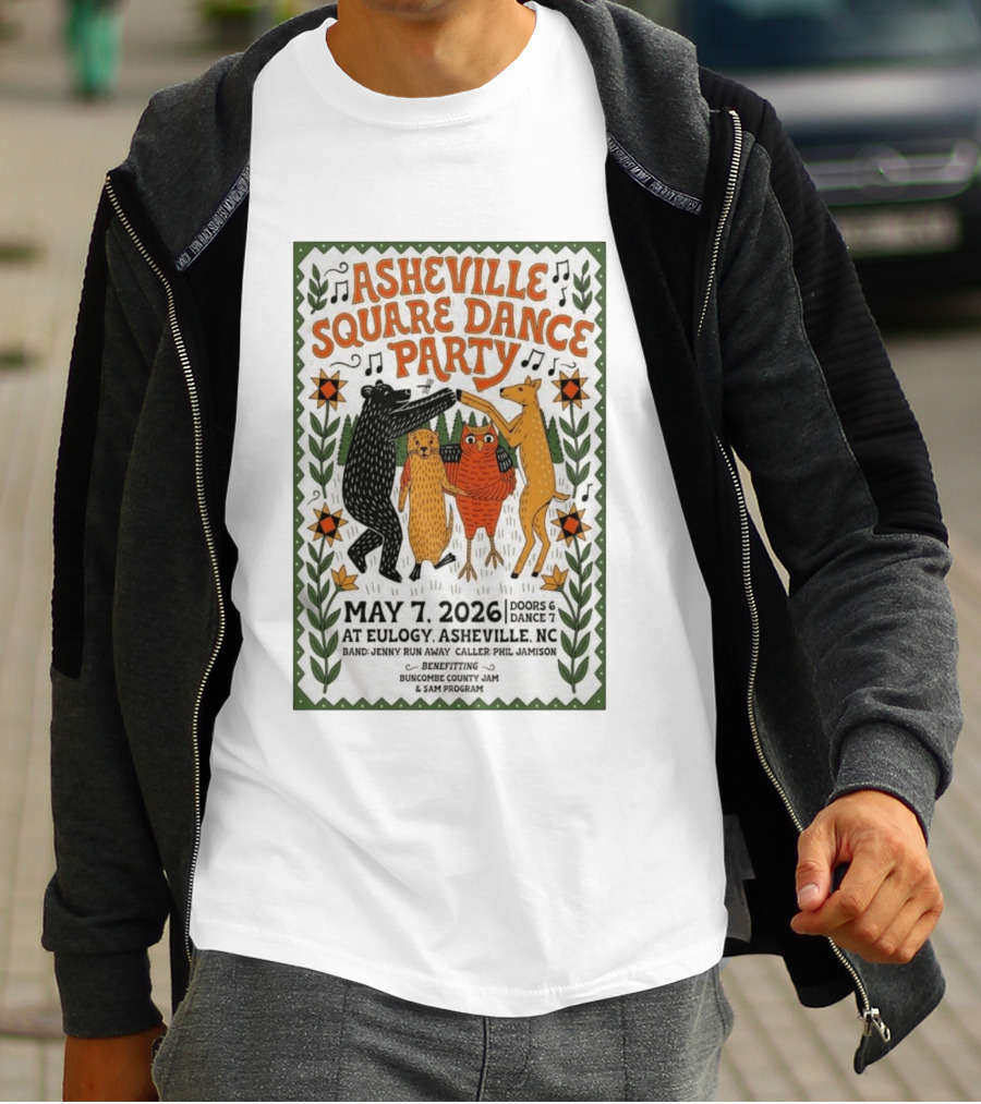 Asheville Square Dance Party May 7 2026 Eulogy NC Buncombe County Jam Benefit T-Shirt
