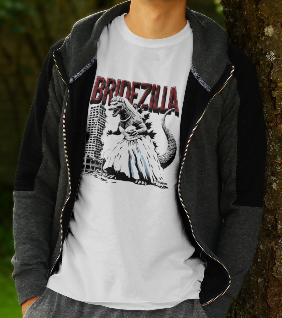 Bridezilla Godzilla Wedding City Monster Scene T-Shirt