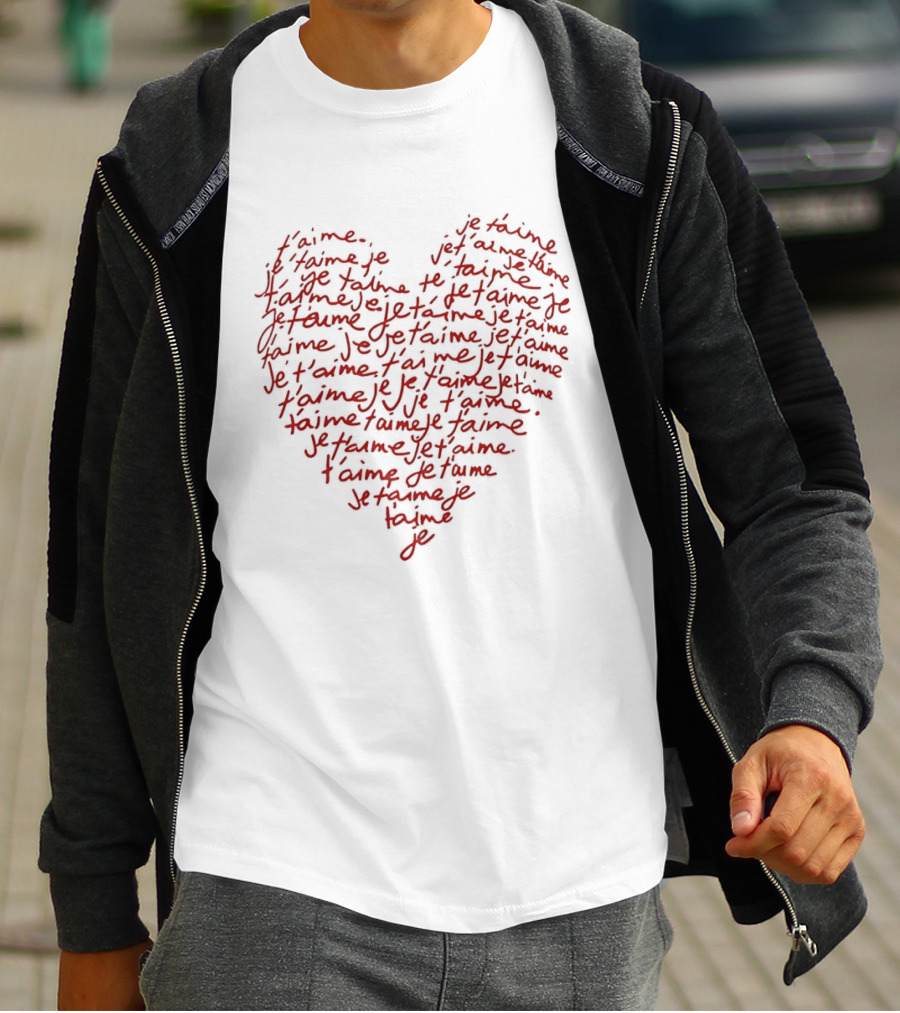 Je T'Aime Repeated Red Heart Shape T-Shirt
