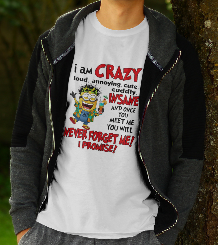 I Am Crazy Loud Annoying Cute Cuddly Insane Once You Meet Me Never Forget Promise T-Shirt