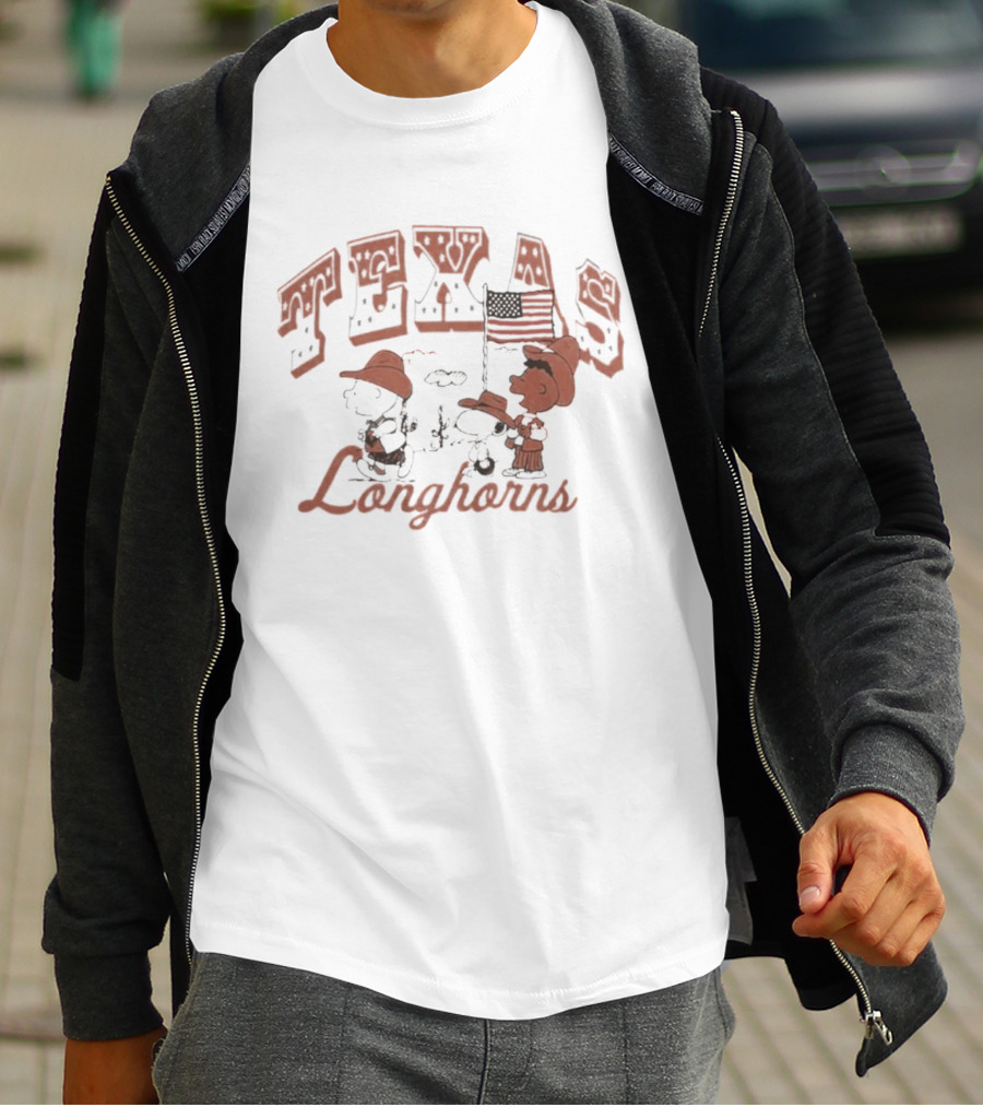 Peanuts Texas Longhorns Charlie Brown Snoopy Baseball Tex Mex T-Shirt
