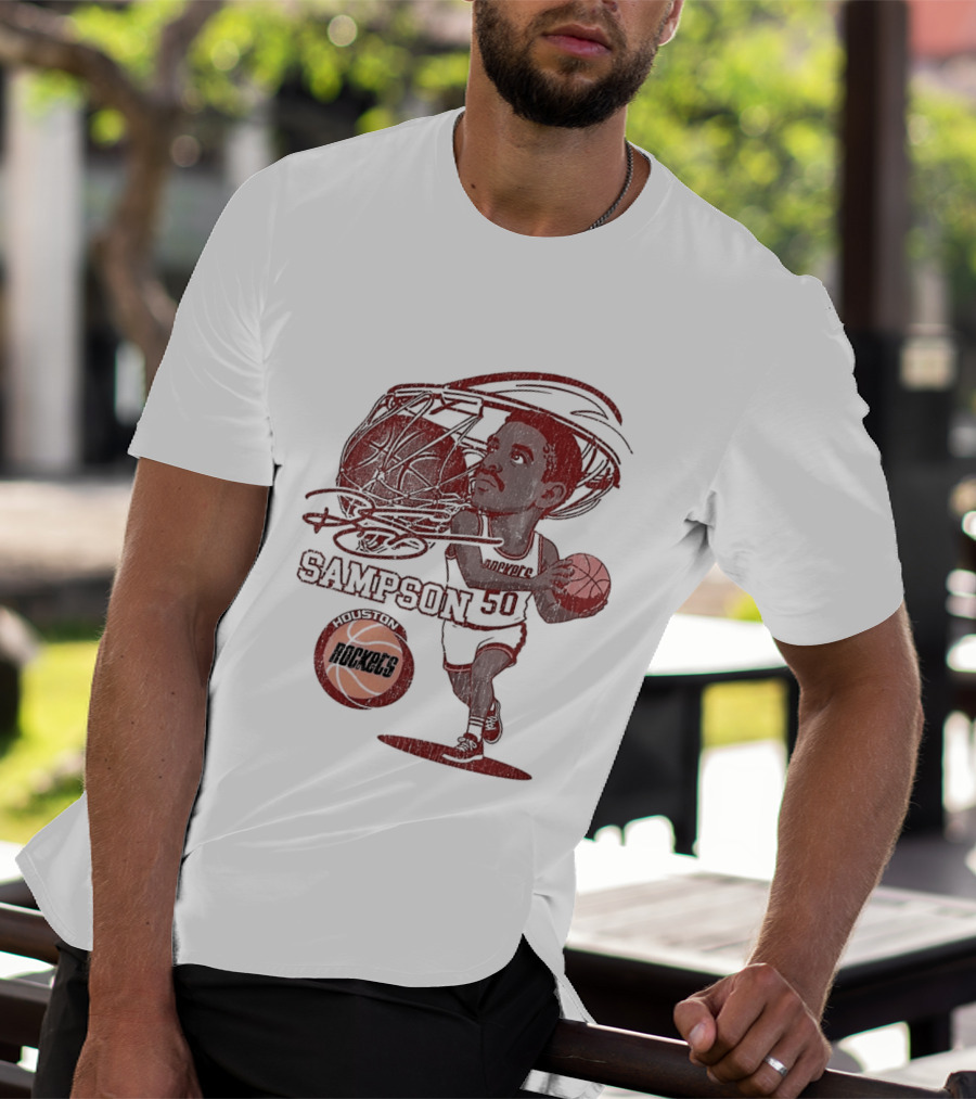 Ralph Sampson Houston Rockets NBA Caricature Basketball Player T-Shirt
