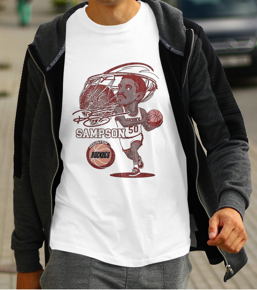 Ralph Sampson Houston Rockets NBA Caricature Basketball Player T-Shirt