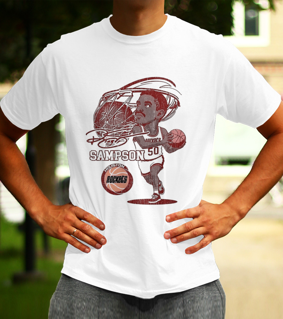 Ralph Sampson Houston Rockets NBA Caricature Basketball Player T-Shirt