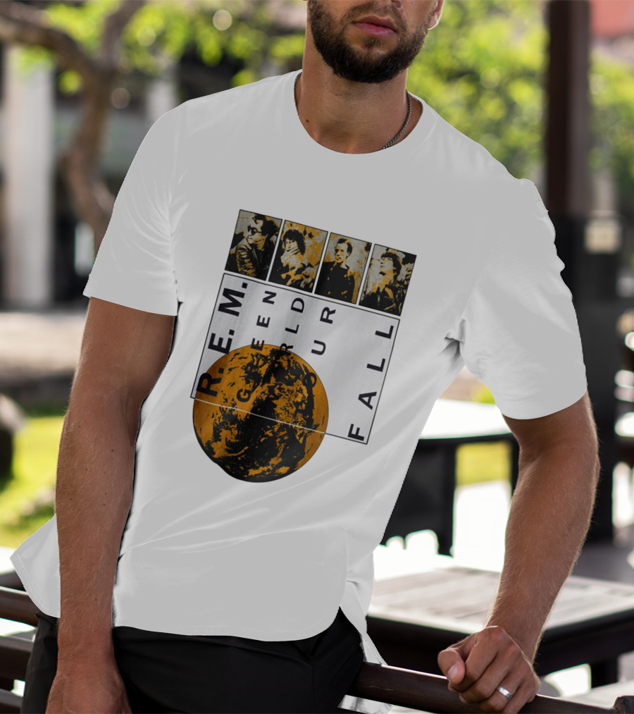R.E.M. 1989 Green World Tour Fall Vintage Planet Band Photography T-Shirt