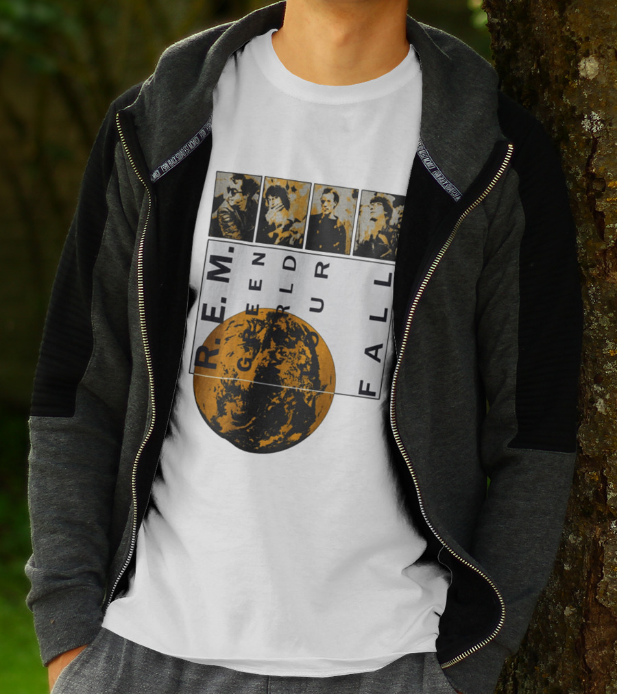R.E.M. 1989 Green World Tour Fall Vintage Planet Band Photography T-Shirt