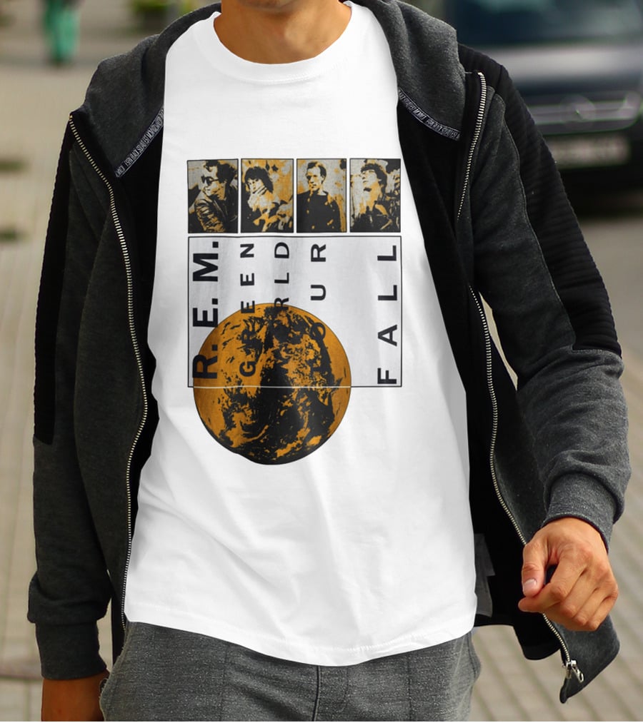 R.E.M. 1989 Green World Tour Fall Vintage Planet Band Photography T-Shirt