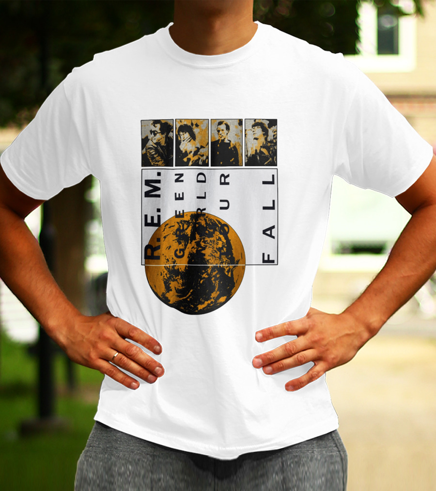 R.E.M. 1989 Green World Tour Fall Vintage Planet Band Photography T-Shirt