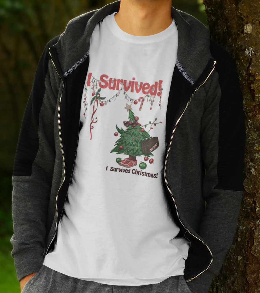 I Survived Christmas Funny Holiday Tree Celebration T-Shirt