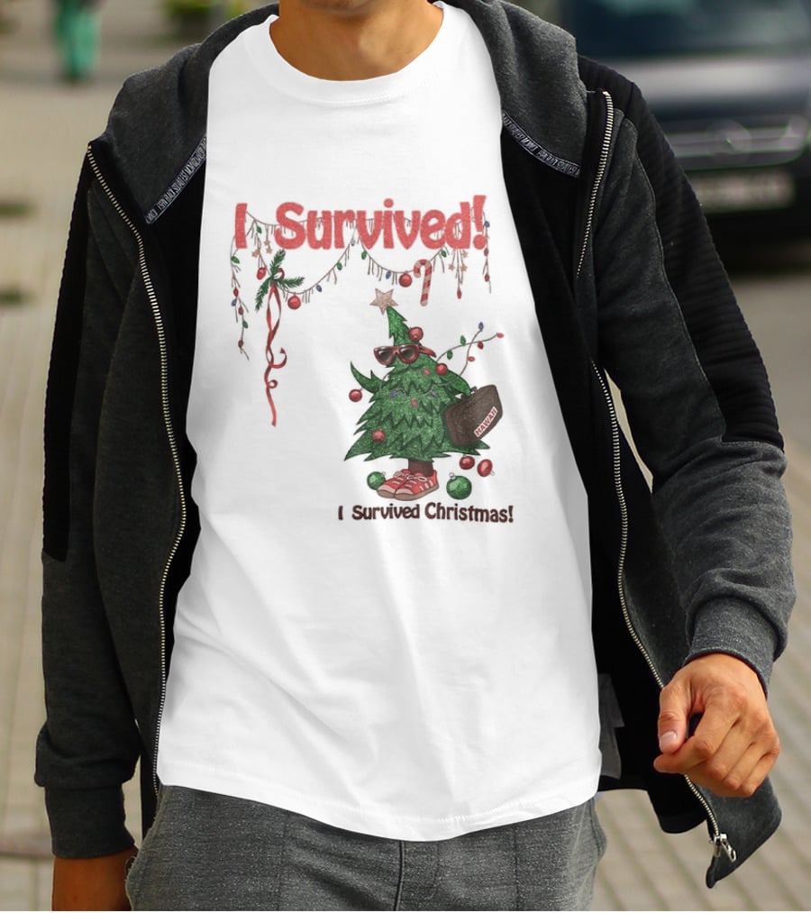 I Survived Christmas Funny Holiday Tree Celebration T-Shirt