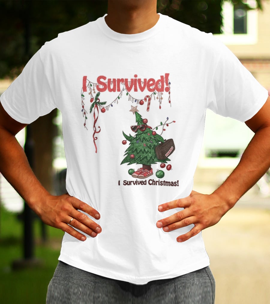 I Survived Christmas Funny Holiday Tree Celebration T-Shirt