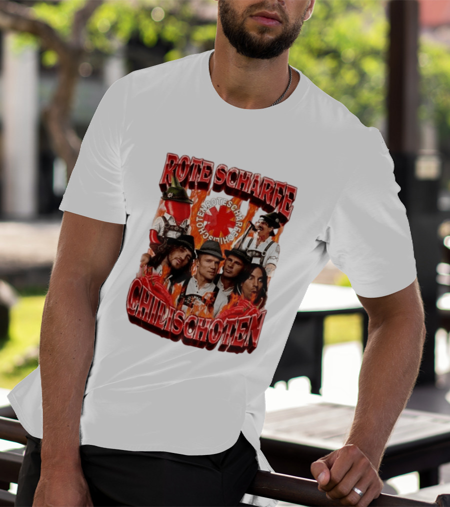Rote Scharfe Chilischoten Lederhosen Band Mitglieder Custom T-Shirt