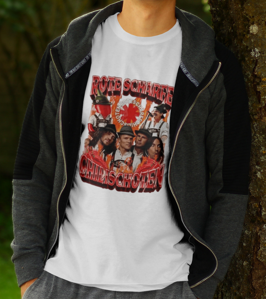 Rote Scharfe Chilischoten Lederhosen Band Mitglieder Custom T-Shirt