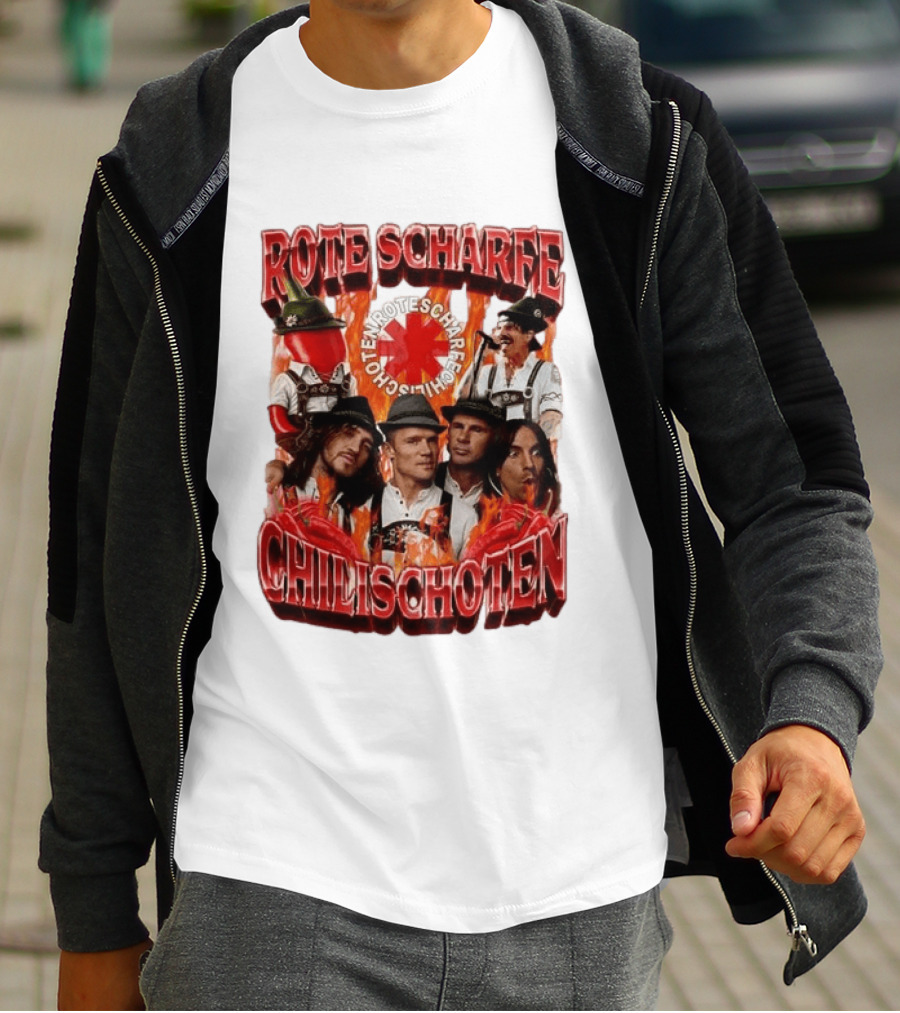 Rote Scharfe Chilischoten Lederhosen Band Mitglieder Custom T-Shirt