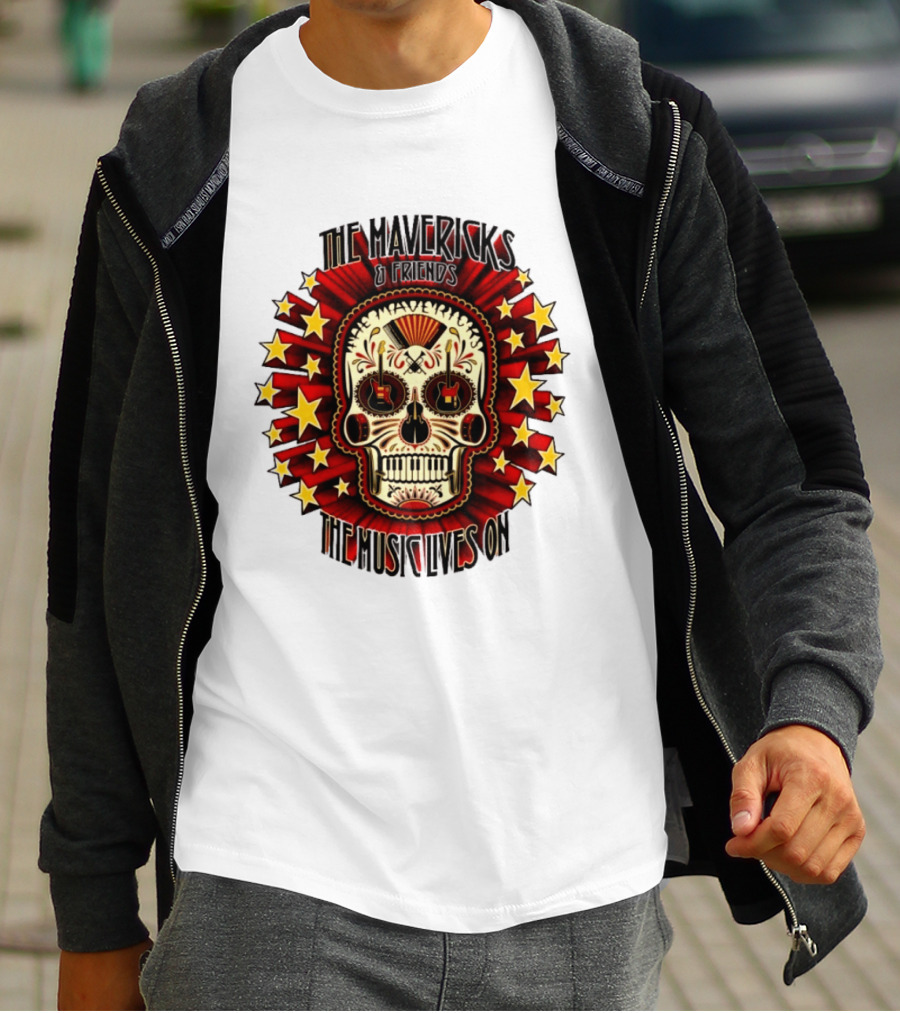 The Mavericks The Music Lives On 2026 Tour Dates Sugar Skull Stars Guitar T-Shirt