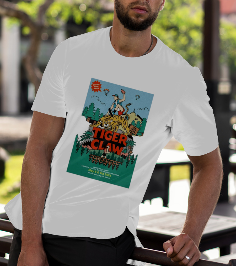 Choose Your Route Tiger Claw May 8 9 2026 3 Summits Adventure 50k The Ascent Big Cat Ambush T-Shirt
