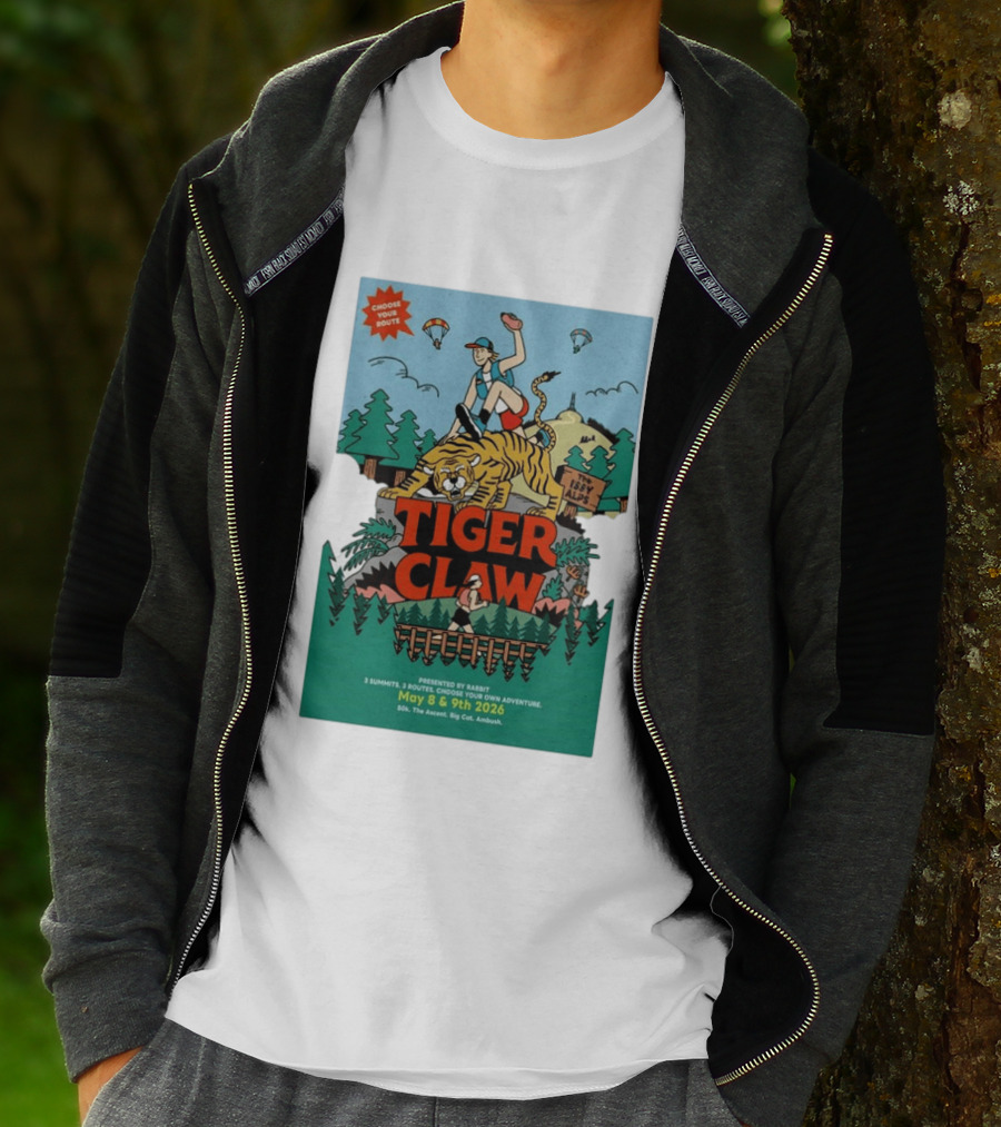 Choose Your Route Tiger Claw May 8 9 2026 3 Summits Adventure 50k The Ascent Big Cat Ambush T-Shirt
