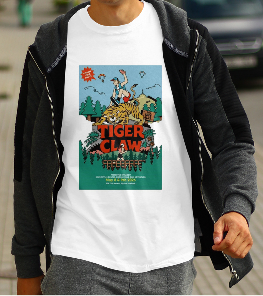 Choose Your Route Tiger Claw May 8 9 2026 3 Summits Adventure 50k The Ascent Big Cat Ambush T-Shirt