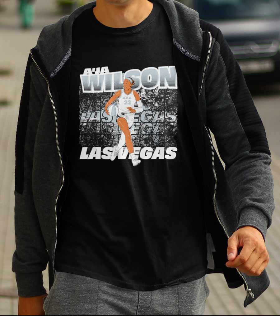 A'ja Wilson 22 Las Vegas Aces Basketball Player Action T-Shirt