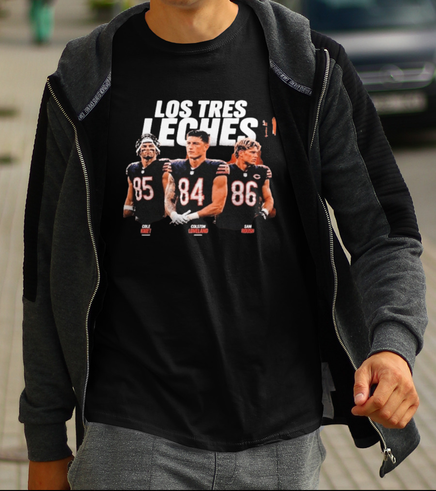 Los Tres Leches Cole Kmet Colston Loveland Sam Roush Bears 85 84 86 T-Shirt
