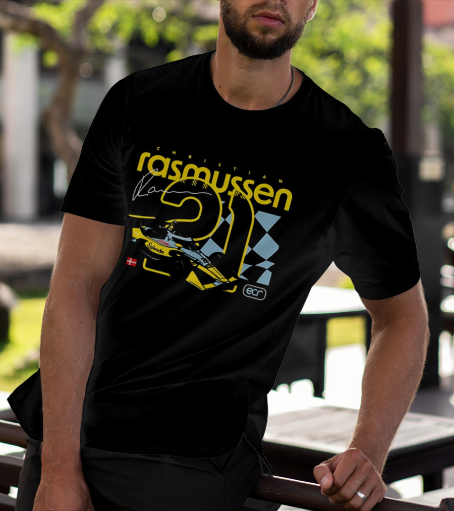 Christian Rasmussen 21 Splenda Chevrolet Racing ECR Flag Denmark T-Shirt