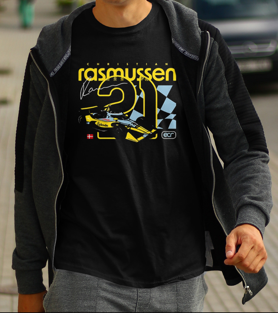 Christian Rasmussen 21 Splenda Chevrolet Racing ECR Flag Denmark T-Shirt