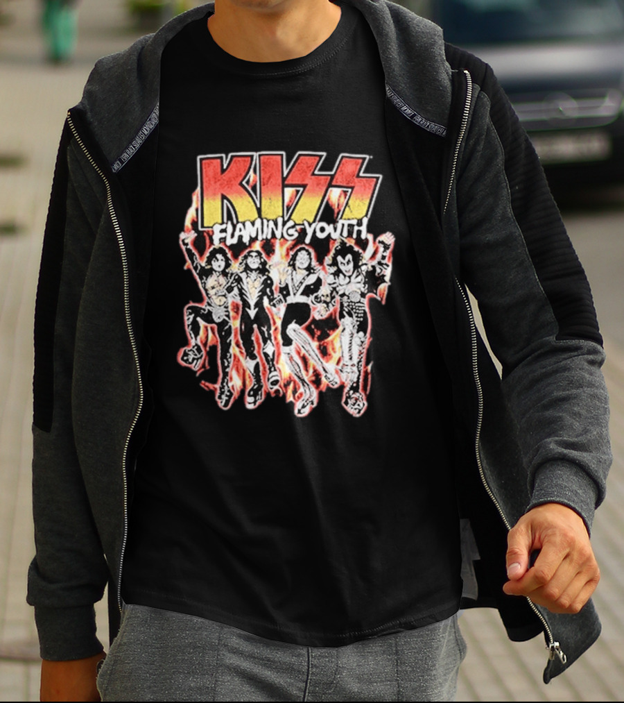 KISS Flaming Youth Band Members T-Shirt