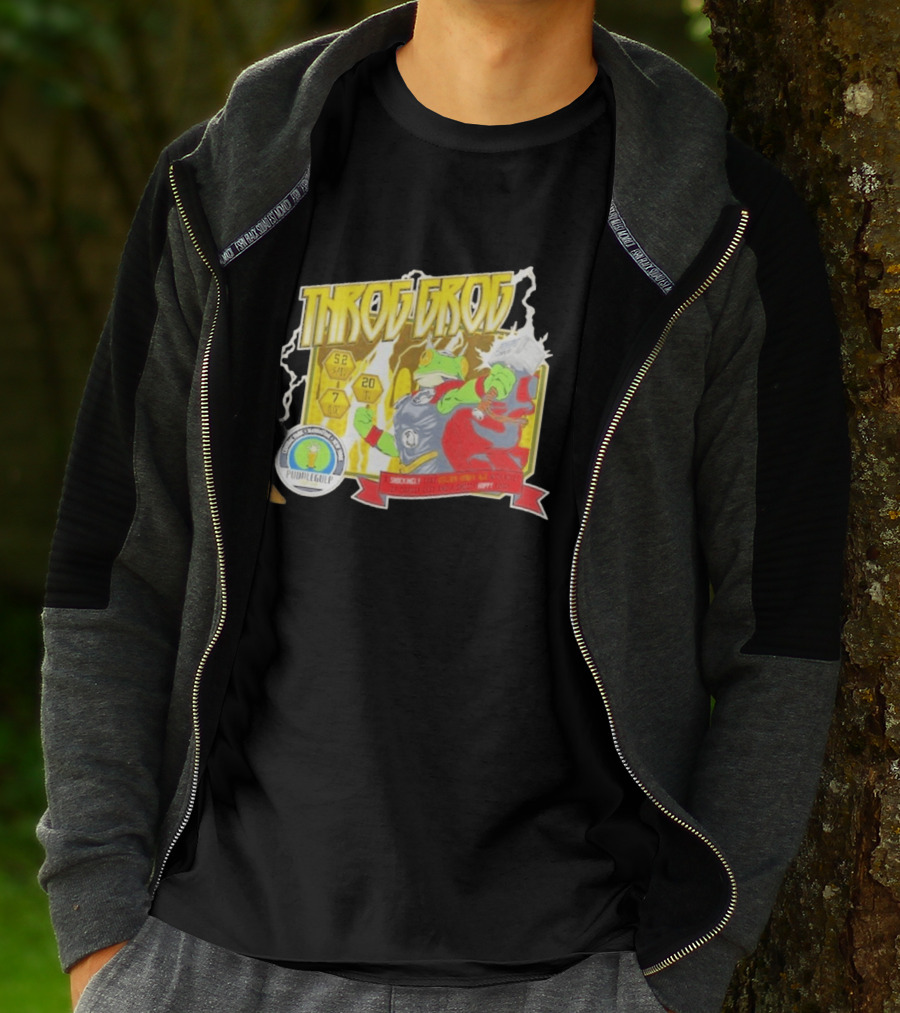Throg Grog Puddle Gulp Superhero Frog Lightning Hammer Comic T-Shirt