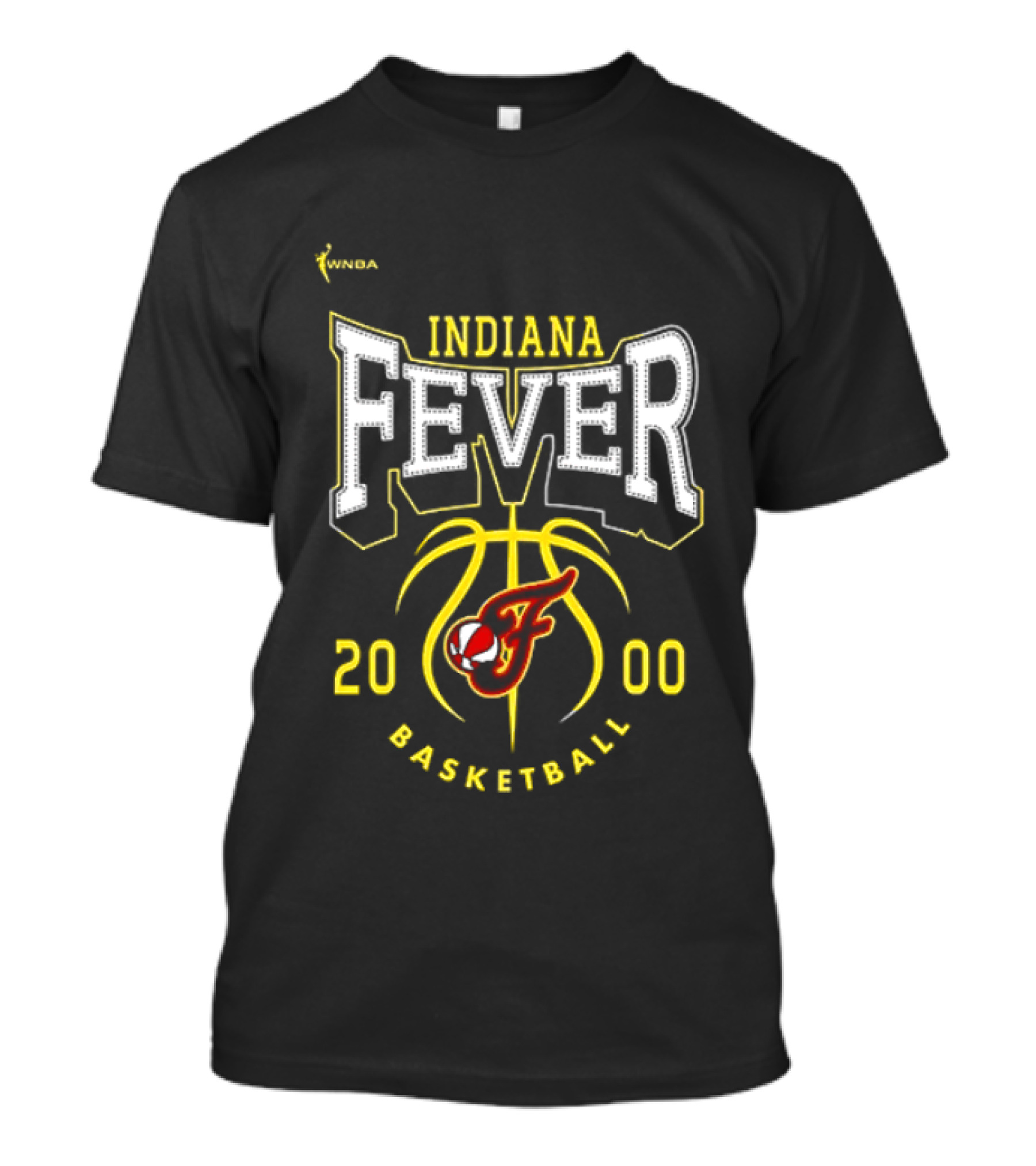 Indiana Fever Basketball 2000 Team Logo Yellow And Red T-Shirt