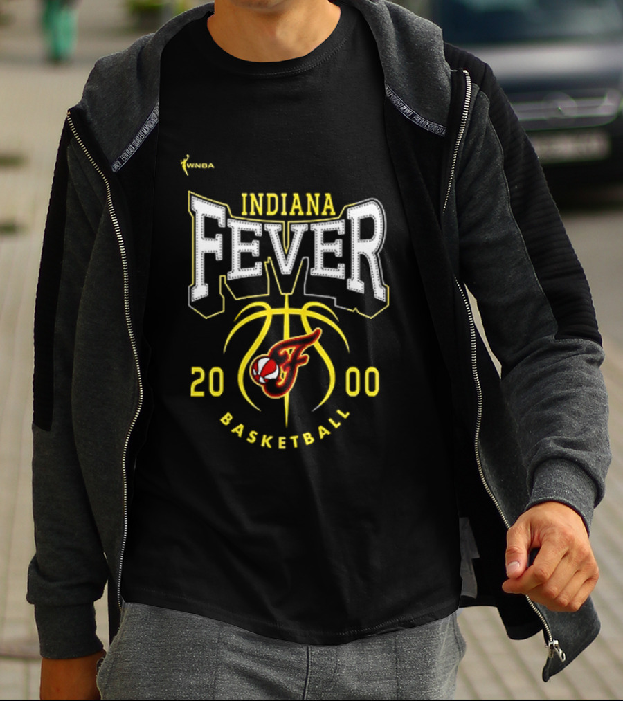 Indiana Fever Basketball 2000 Team Logo Yellow And Red T-Shirt