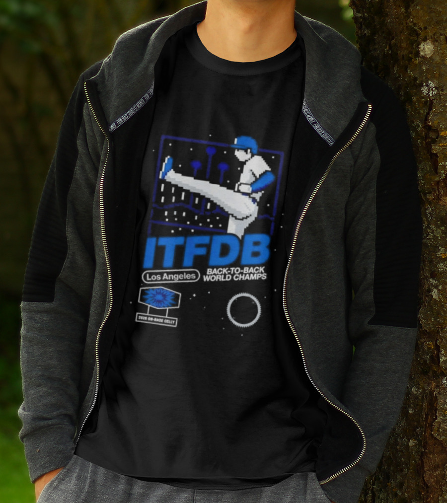 Los Angeles Dodgers ITFDB Kick Celly Back To Back World Champs T-Shirt