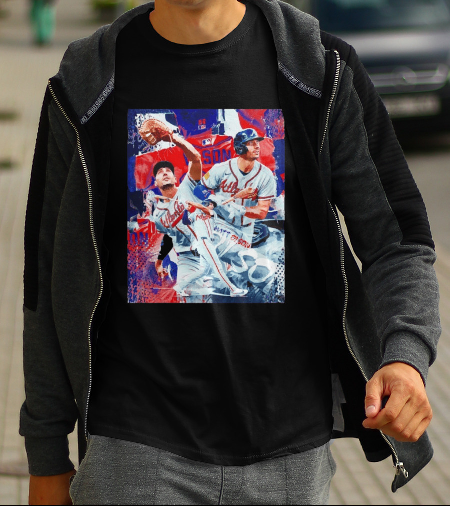 Matt Olson Atlanta Braves Baseball Action Collage T-Shirt