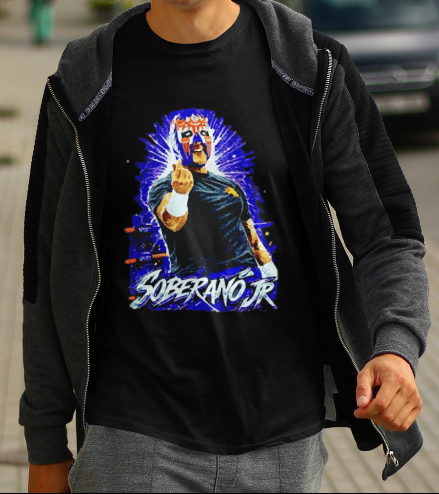 Soberano Jr Mexican Luchador Mask And Pose T-Shirt