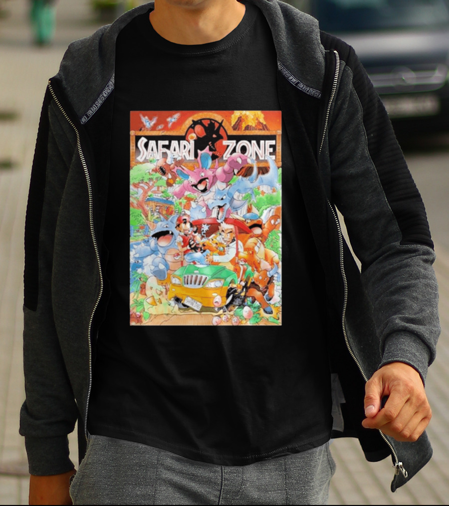 Safari Zone Adventure Pokémon Characters And Professor Interaction T-Shirt